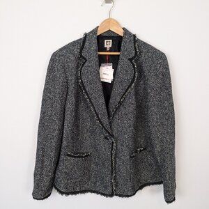 Women's Anne Klein Juniper Combo Business Blazer Jacket Fringe